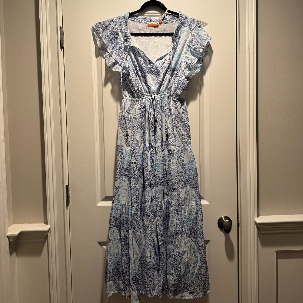 Oliphant Cinched Flirty Midi Samode Cobalt, Size Large